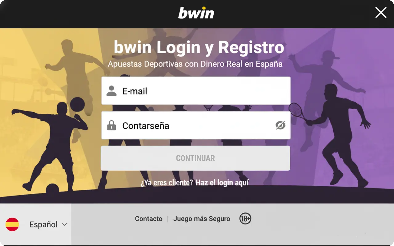 formulario bwin login